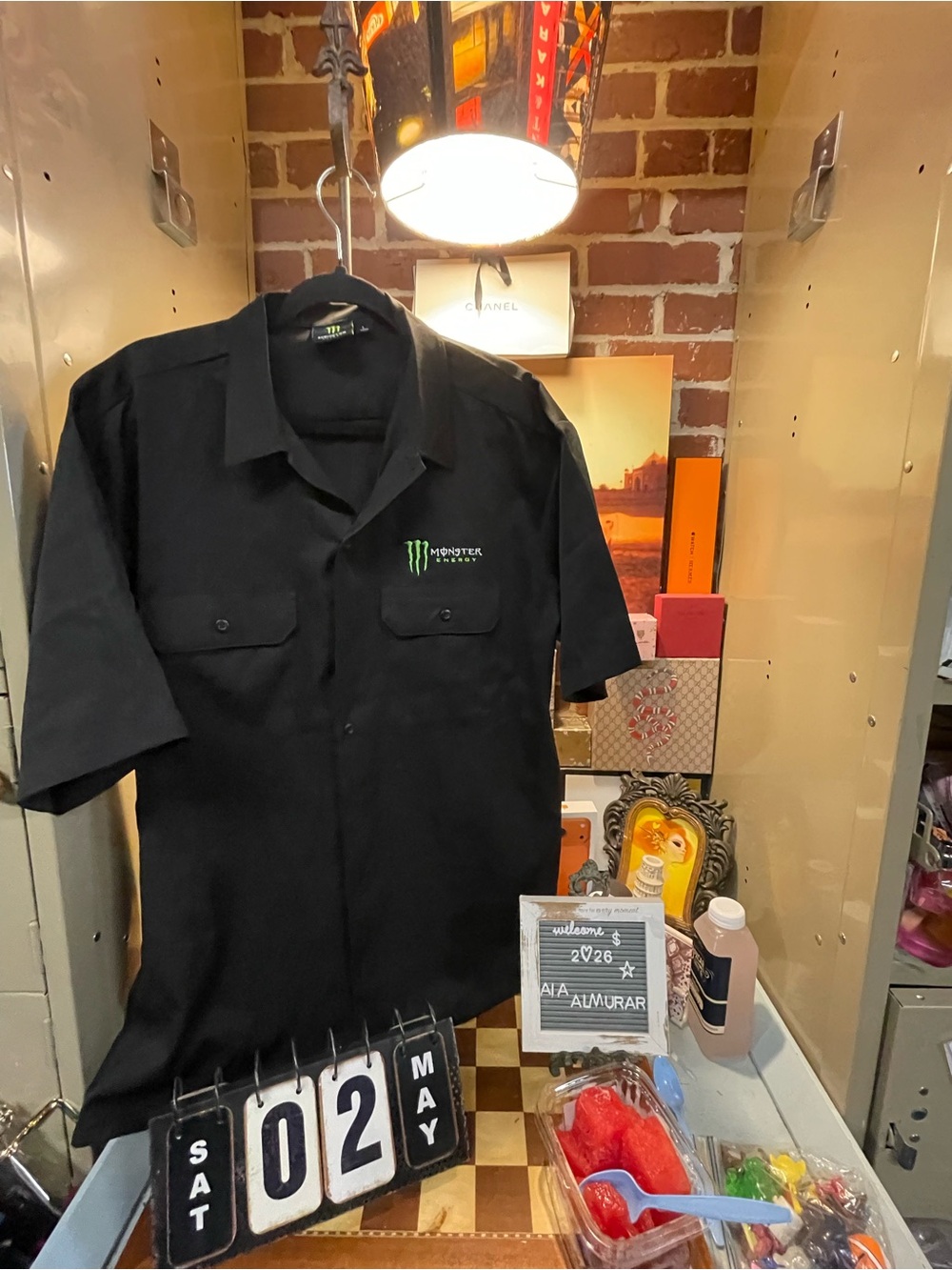 Monster Energy mechanic-style button-down work shirt